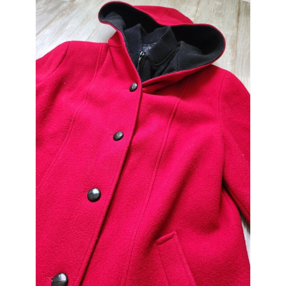 VTG Mackintosh Wool Hooded Vest Coat Red Black Plaid Womens Sz 10 USA Made EUC - Picture 2 of 10